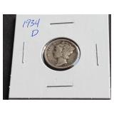 1934 D Mercury Dime