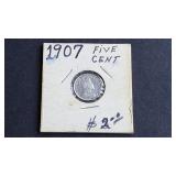 1907 5 Cents Edward VII From Canada 92.5% Silver