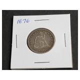 1876 Sealted Liberty Quarter