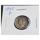 1935 D Mercury Dime