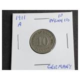 1911 10 Pfennig From Germany