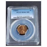 1938 S Lincoln Cent PCGS MS66 RD