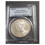 2009 P Abraham Lincoln Silver Dollar PCGS MS69