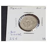 1950 25 Centavos From Mexico 30% Silver