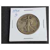 1934 S Walking Liberty Half Dollar