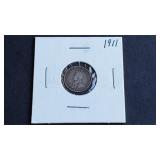 1911 5 Cents George V From Canada 92.5% silver