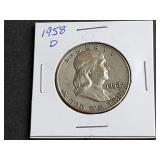 1958 D Franklin Half Dollar