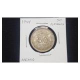 1944 50 Centavos from Mexico 72% Silver