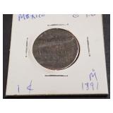 1891 Mo 1 Centavos From Mexico