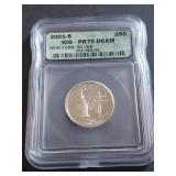 2001 S New York Quarter ICG PR70 DCAM 90% Silver