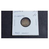 1918 5 Cents George V From Canada 92.5% silver
