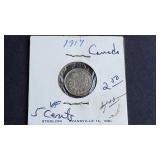 1917 5 Cents George V From Canada 92.5% silver