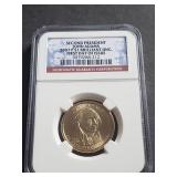 2007 P John Adams Dollar NGC Brilliant UNC 1st Day