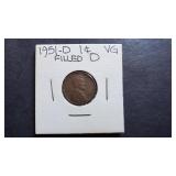 1951 D Lincoln Cent Filled D