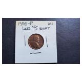 1955 P Lincoln Cent Last 5 Shifted High Grade