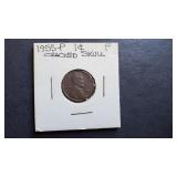 1955 P Lincoln Cent Cracked Skull