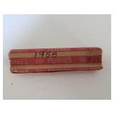 1958 Wheat Cent Roll Taped up & Unchecked