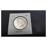 1969 D Kennedy Half Dollar 40% Silver High Grade