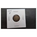 1907 D Barber Dime