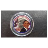 JFK Half Dollar Colorized Commemorating Obama