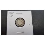 1910 D Barber Dime