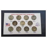 Complete Set U.S. World War II Silver Nickels