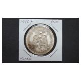 1940 M Peso From Mexico 72% Silver