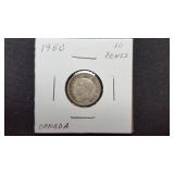 1950  10 Cents George VI From Canada 80% Silver