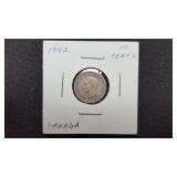 1942  10 Cents George VI From Canada 80% Silver
