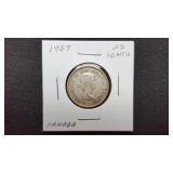 1959  25 Cents Elizabeth II From Canada 80% Silver