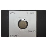 1919  10 Ore From Sweden 40% Silver