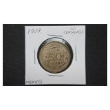 1937  50 Centavos From Mexico 72% Silver