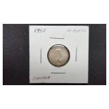 1955  10 Cents Elizabeth II From Canada 80% Silver