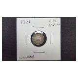 1881  2 1/2 Centavos From Colombia