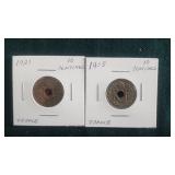 1921 & 1935 10 Centimes  From France
