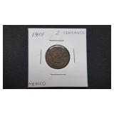1915  2 Centavos From Mexico