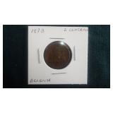 1873  2 Centimes From Belgium
