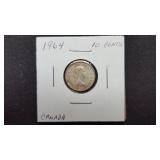 1964  10 Cents Elizabeth II From Canada 80% Silver