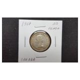 1957  25 Cents Elizabeth II From Canada 80% Silver
