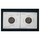 1911 & 1913 10 Ore From Norway