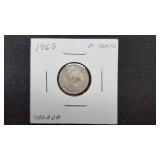 1965  10 Cents Elizabeth II From Canada 80% Silver