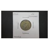 1950  25 Centavos From Mexico 30% Silver