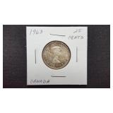 1963  25 Cents Elizabeth II From Canada 80% Silver