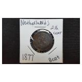 1877  2 1/2 Cent  From Netherlands