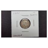 1951  10 Cents George VI From Canada 80% Silver