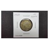 1949  25 Cents George VI From Canada 80% Silver