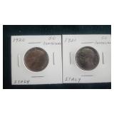 1920 & 1921 50 Centesimi From Italy