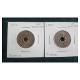 1920 & 1925 25 Centimes From France