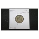 1953  25 Centavos From Mexico 30% Silver