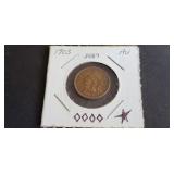 1903 Indian Head Cent Full Liberty 4 Diamonds